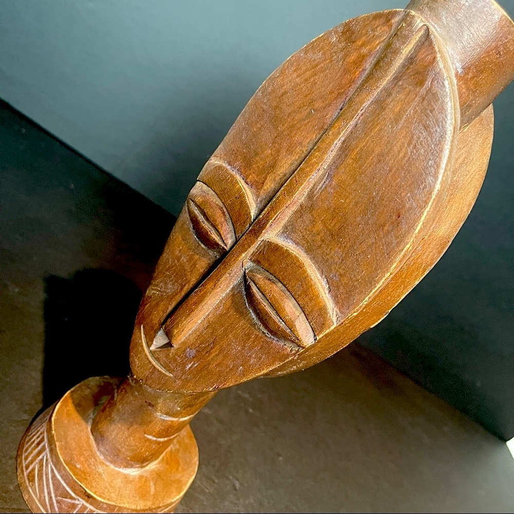 vintage 2 sided wood sculpture